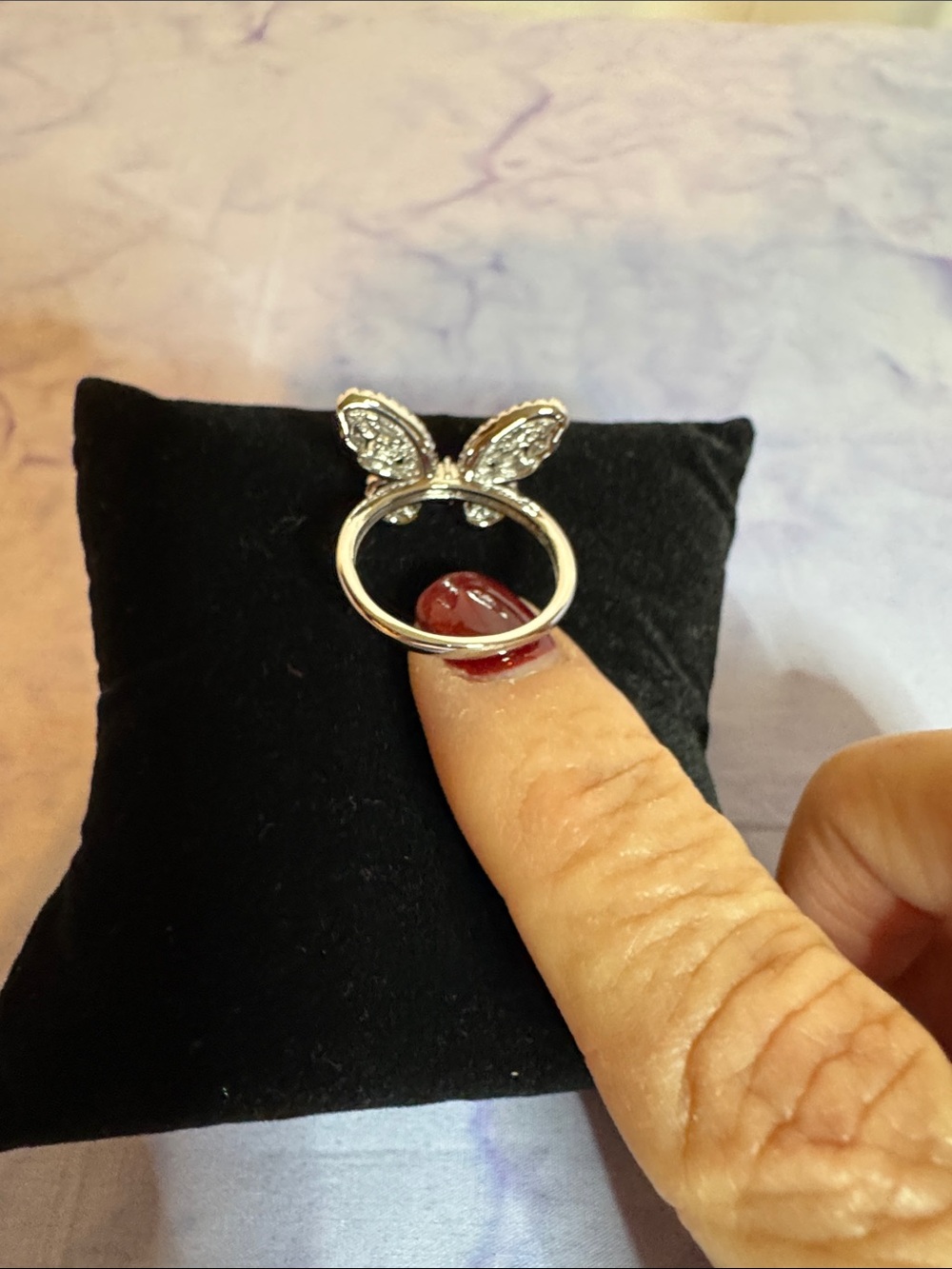 Sparkling Stainless Steel Butterfly Statement Ring - Picture 4 of 5